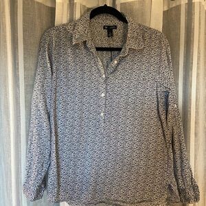 GAP Blue and White Floral Button-Down Boyfriend Shirt
